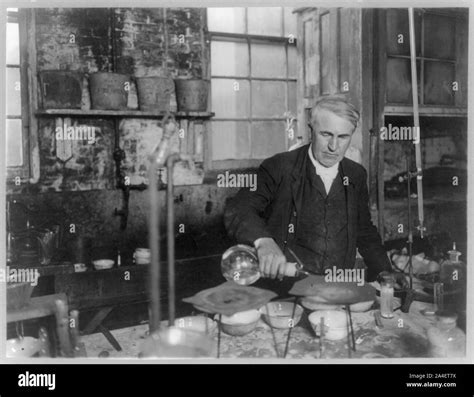 Thomas Alva Edison 1847 1931 Half Length Portrait Working In