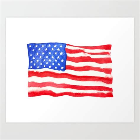 Watercolor American Flag Art Print By Briemilam Society6