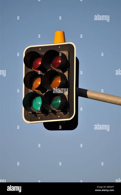 Double Traffic Light From Post Stock Photo Alamy