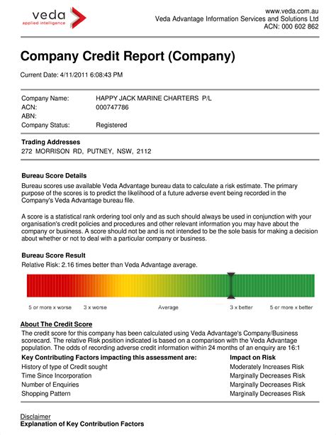 Credit Report Template Free