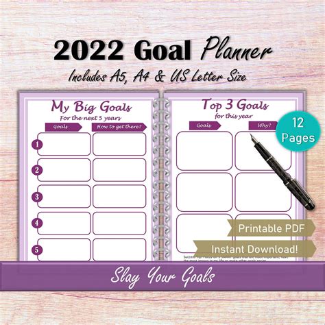 2023 Yearly Goal Planner Goal Setting Workbooks Printable Etsy