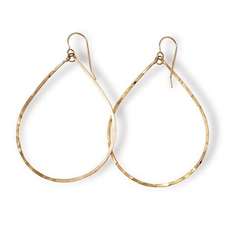 Gold Hoop Earrings Large Teardrop Hoop Earrings 14K Gold Etsy