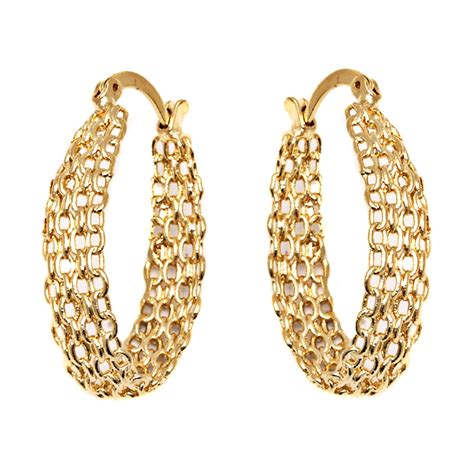 Peermont 18k Gold Plated Gold Cable Linked Hoop Earrings Walmart Com