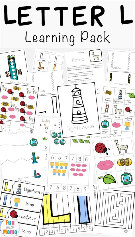 Your students will be building phonemic awareness and early literacy skills through fun activities like coloring. Letter L Worksheets + Words - Fun with Mama