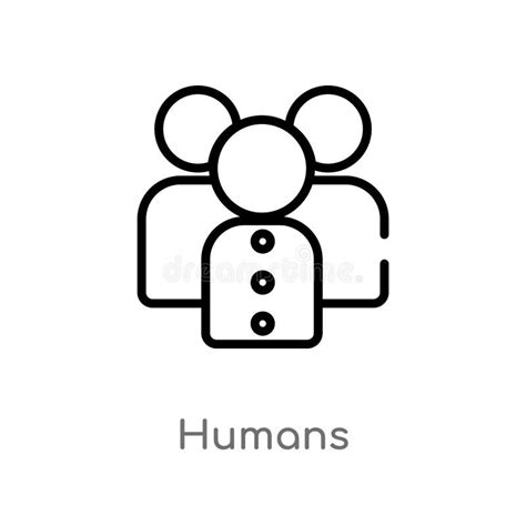 Outline Humans Vector Icon Isolated Black Simple Line Element
