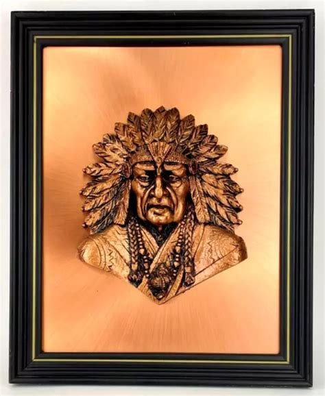 Vtg Native American Indian Chief Copper 3d Art Wall Hanging Copperama By Victor 3995 Picclick