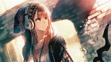 Anime Girl Headphones Looking Away 4k Wallpaper Hd Anime Wallpapers 4k Wallpapers Images