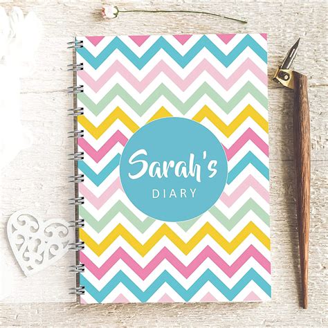 Personalised Diary Coloured Chevron Choose Year 2021 2022 2023