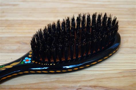 Boar Bristle Hair Brush Natural Vintage Hairbrush Wood Floral Etsy