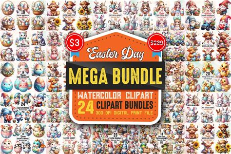 Watercolor Easter Clipart Mega Bundle Bundle · Creative Fabrica