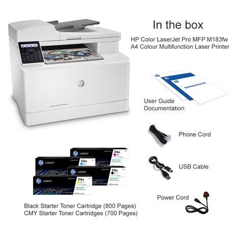 Hp Color Laserjet Pro Mfp M183fw A4 Colour Multifunction Laser Printer
