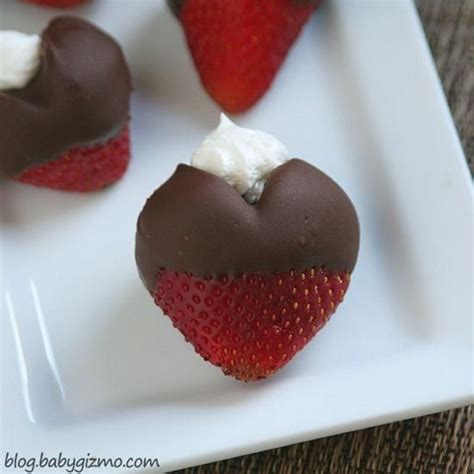 Chocolate Covered Heart Strawberries Valentines Food Desserts