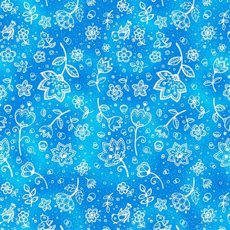 Hand Drawing Flower Pattern Stock Vector Illustration Of Blue Funky