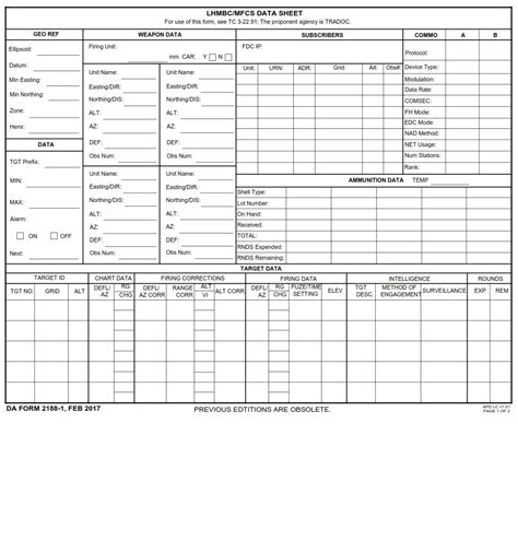 Da Form 2188 1 Lhmbcmfcs Data Sheet Free Online Forms