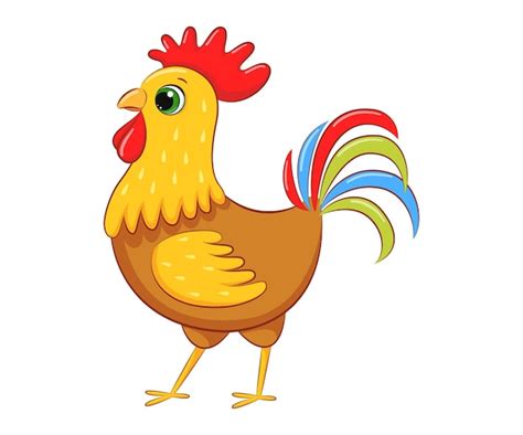 Premium Vector Bright And Cute Rooster Cartoon Vector Illustration