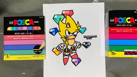 Drawing Super Sonic With Posca Markers Satisfying Youtube