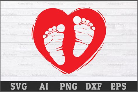 Baby Footprint Digital Cut Files Png Pdf Baby Footprints Cutting Files