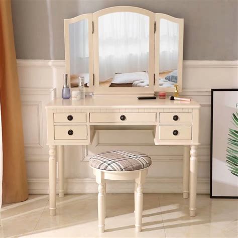 Akoyovwerve Bedroom Vanity Set Makeup Table Set With Mirror And Drawers