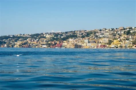 View From The Sea Of Posillipo Hill Naples And The Blue Waters Stock