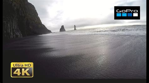 Black Sand Beach Close To Vik Iceland 4k Gopro Youtube