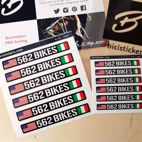 Bike Name Stickers With Country Flags Customizable