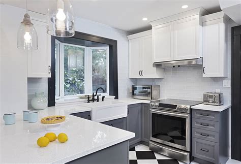 Galley kitchen designs for more spacious. Kitchen Gallery - White and Grey Cabinets Combination