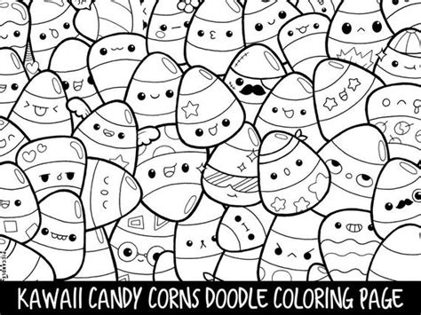 Once downloaded you can print and color them again and again! Candy Corns Doodle Coloring Page Printable Cute/Kawaii