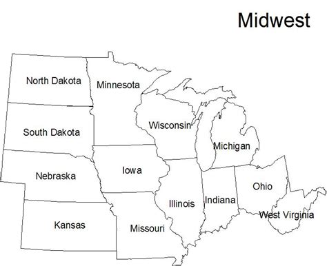 Blank Map Us Midwest Region
