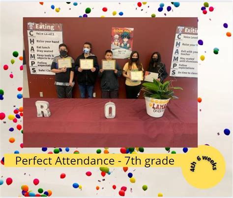 7th Grade Perfect Attendance 4th 6 Weeks Lamar Middle School