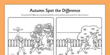Spot The Difference Autumn Colouring Worksheet