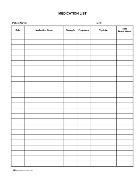 Free Printable Medication Forms Printable Forms Free Online