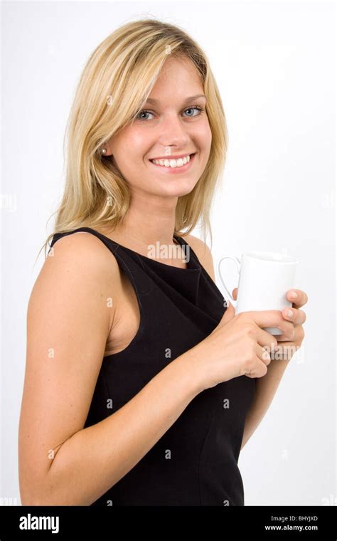 Young Woman With Coffee Cup Stock Photo Alamy