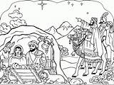 Coloring Nativity Scene Printable Christmas sketch template