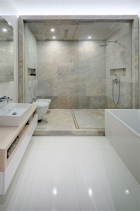A modern scandinavian bathroom by kathy marshall design combines large white subway tiles with a variation of square navy tiles. 100+ Walk in shower ideas that will make you wet ...