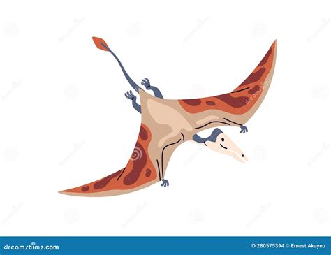Rhamphorhynchus, Flying Pterosaur. Long-tailed Winged Dinosaur. Ancient
