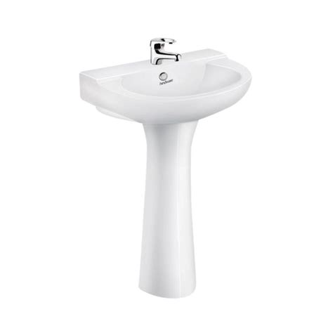 Hindware Full Pedestal Semi Circle White Wash Basin Lotus 10013 By