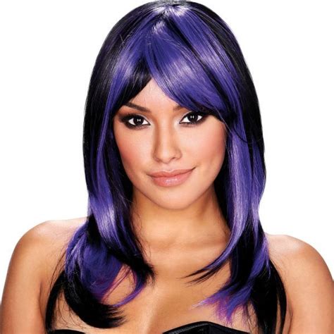 Brianna Black And Purple Wig Party City Purple Wig Wigs Wig Party