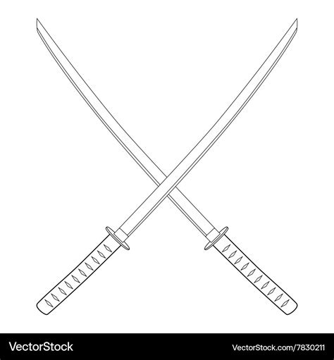 Crossed Katana Sword Royalty Free Vector Image
