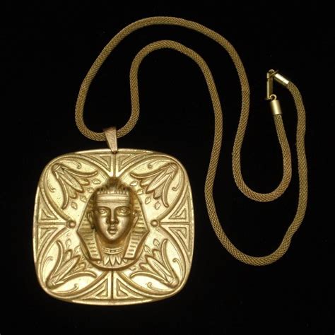 Miriam Haskell Pendant Necklace Egyptian Revival Vintage Egyptian