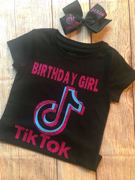 Tik Tok Inspired Birthday Shirt And Bow Etsy