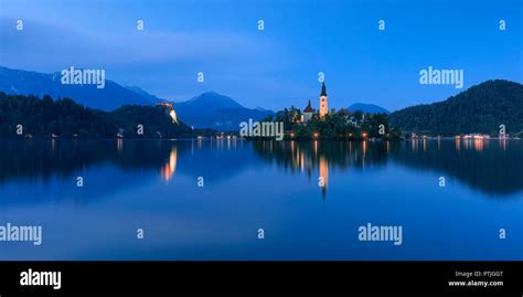 Lake Bled At Dusk Stock Photo Alamy