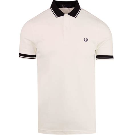 Fred Perry Contrast Rib Pique Mod Twin Tipped Polo White