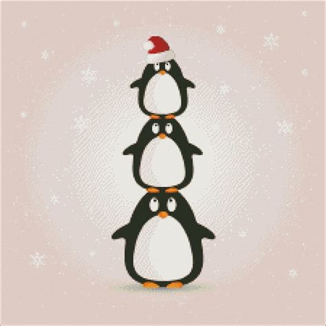 merry christmas penguins counted cross stitch pattern etsy
