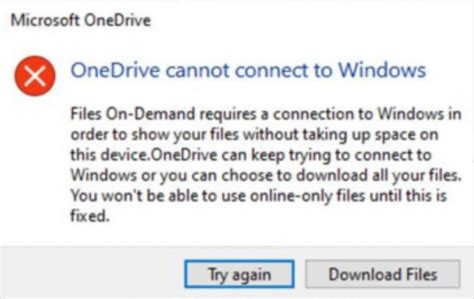 Fix errore OneDrive non può connettersi a Windows su May 2020 Update