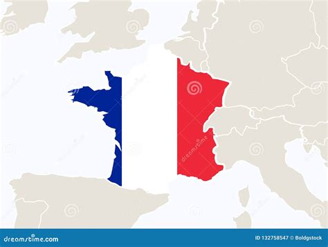France With Highlighted France Map Stock Vector Illustration Of Color