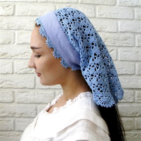 Head Covering Women Crochet Head Scarf Church Veil Veil For Etsy