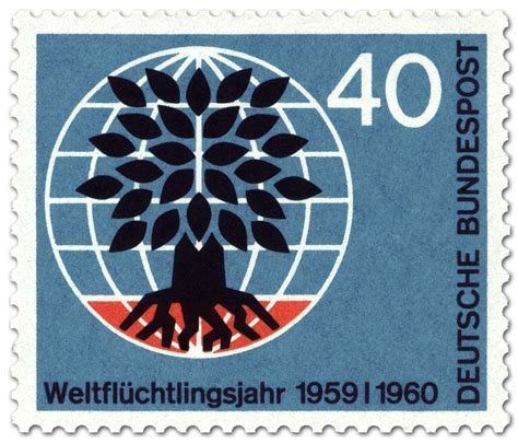 Weltfl Chtlingstag Baum Weltkugel Briefmarke
