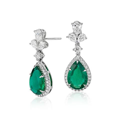 Emerald And Diamond Drop Earrings In 18k White Gold 47 Cts Blue Nile