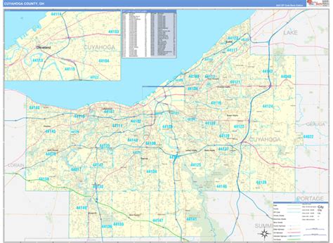 Cuyahoga County Oh Zip Code Wall Map Basic Style By Marketmaps Mapsales
