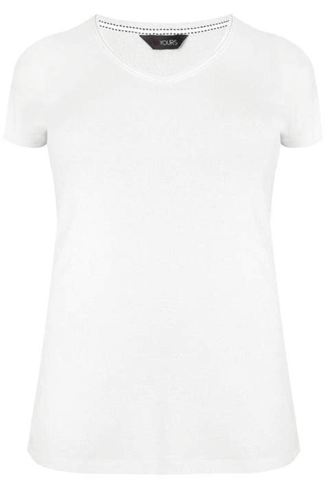 Plus Size White V Neck T Shirt Sizes 16 To 36 Yours Clothing